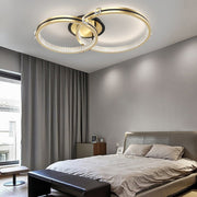 Multi-Ring Crystal LED Ceiling Light - Brushed Gold Modern Flush Mount