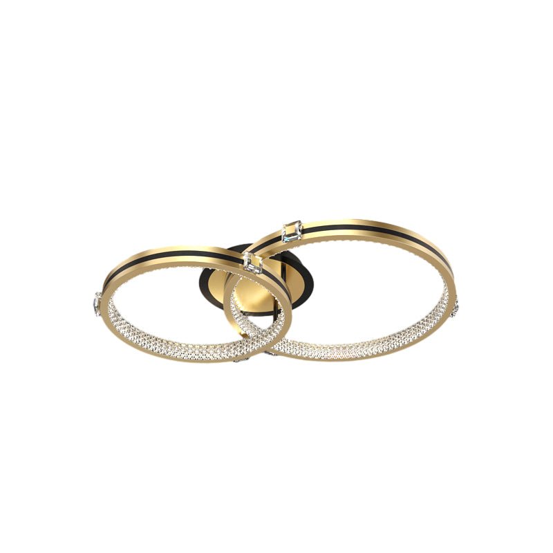 Multi-Ring Crystal LED Ceiling Light - Brushed Gold Modern Flush Mount