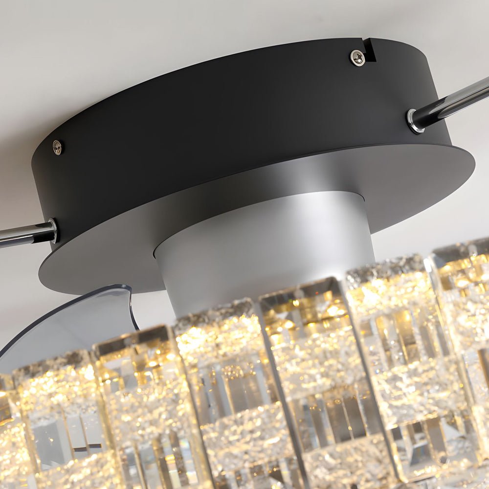 Crystal Semi-Enclosed LED Ceiling Fan with Remote Control