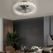 Crystal Semi-Enclosed LED Ceiling Fan with Remote Control
