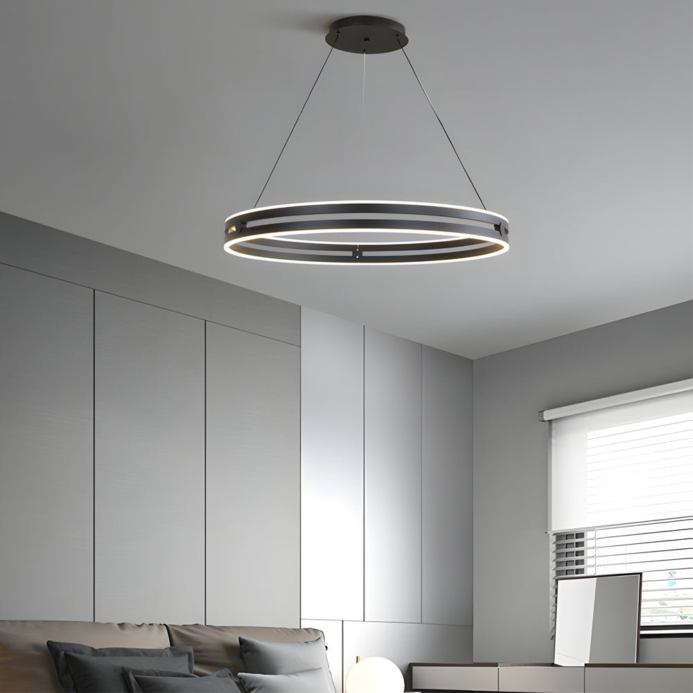 23.6-in Double Wheel LED Pendant Light Modern Aluminum Chandelier