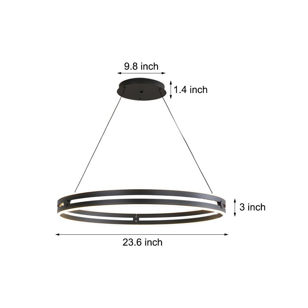 23.6-in Double Wheel LED Pendant Light Modern Aluminum Chandelier