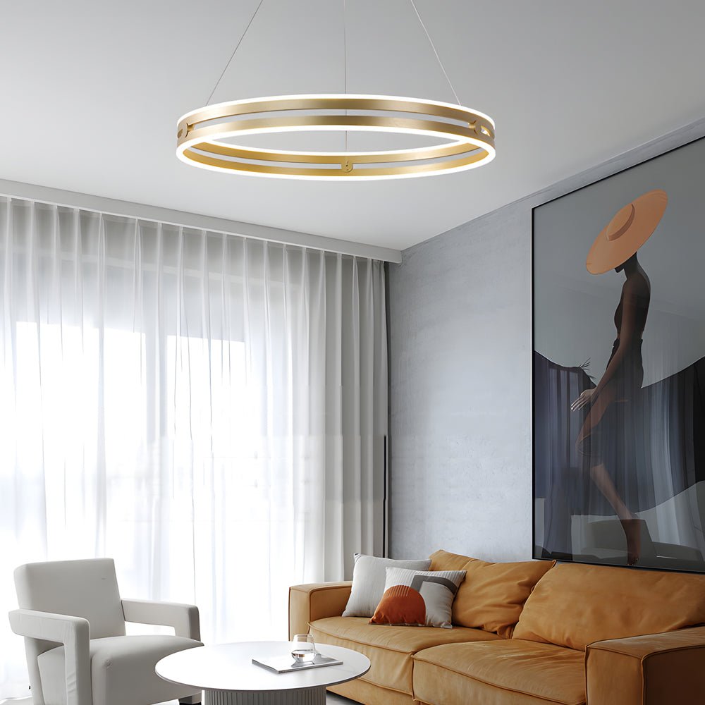 23.6-in Double Wheel LED Pendant Light Modern Aluminum Chandelier