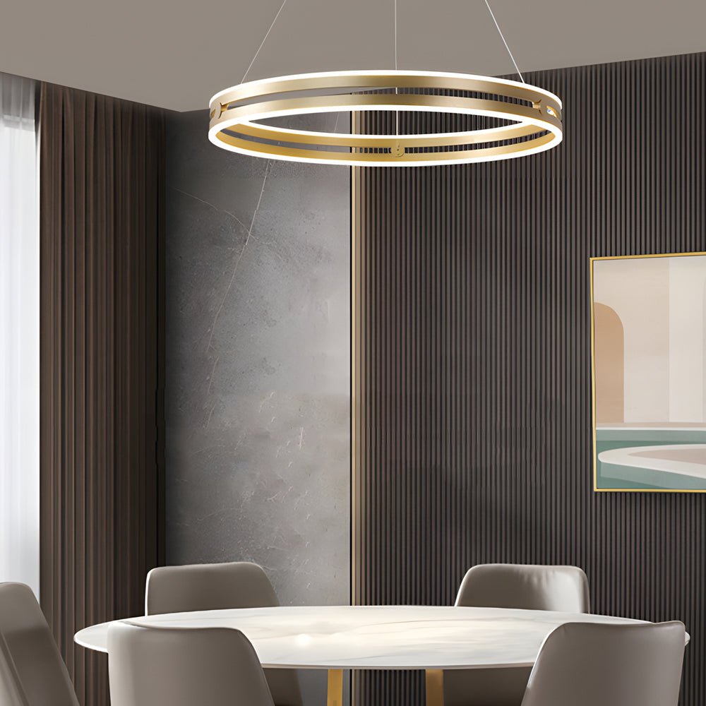 23.6-in Double Wheel LED Pendant Light Modern Aluminum Chandelier