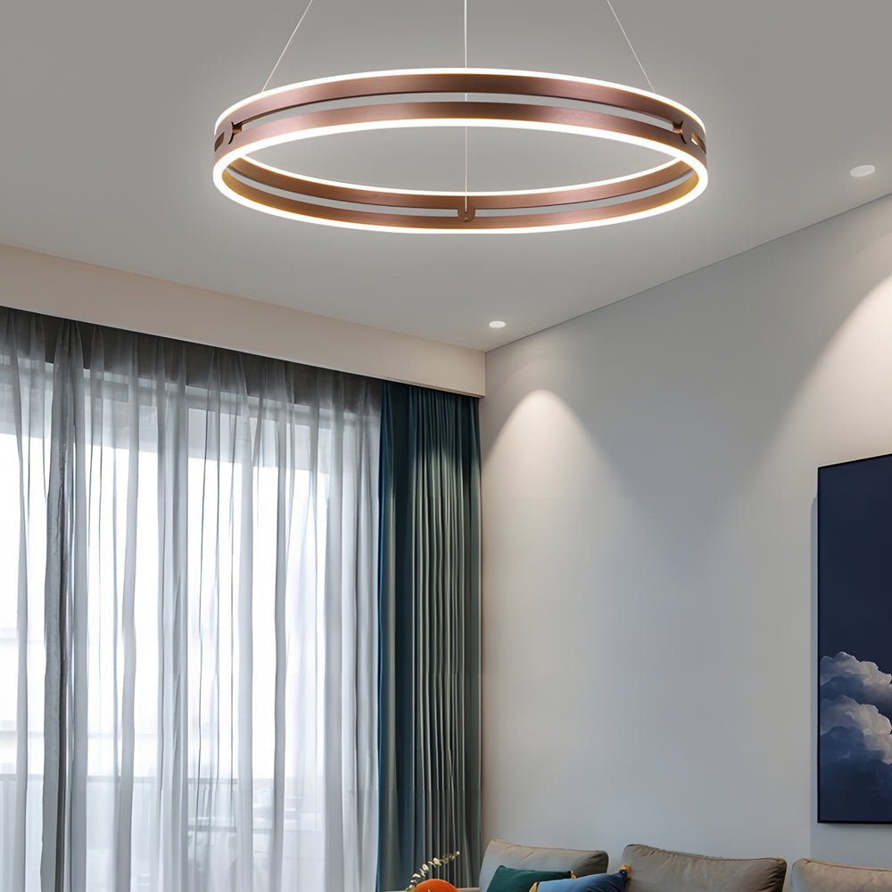 23.6-in Double Wheel LED Pendant Light Modern Aluminum Chandelier