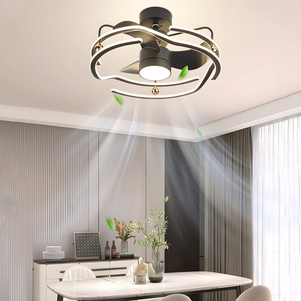 23.6" Modern Low Profile Ceiling Fan with Dimmable LED Light