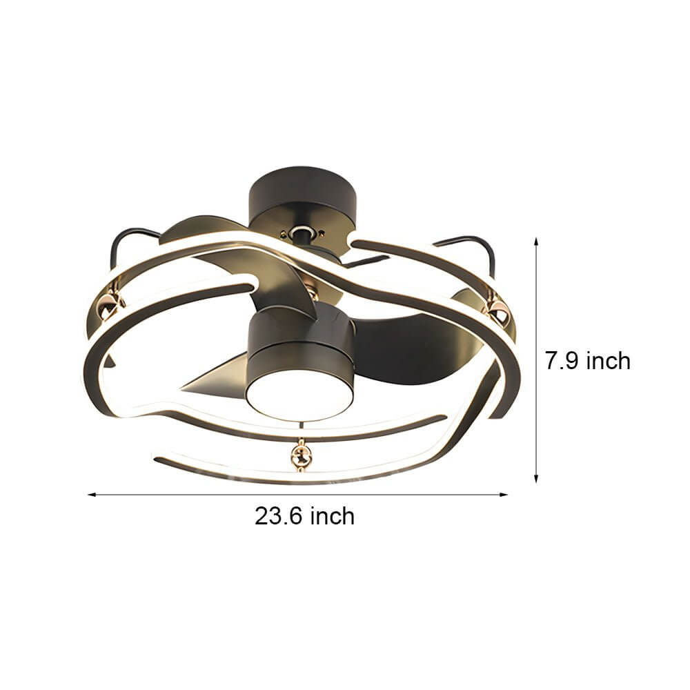 23.6" Modern Low Profile Ceiling Fan with Dimmable LED Light