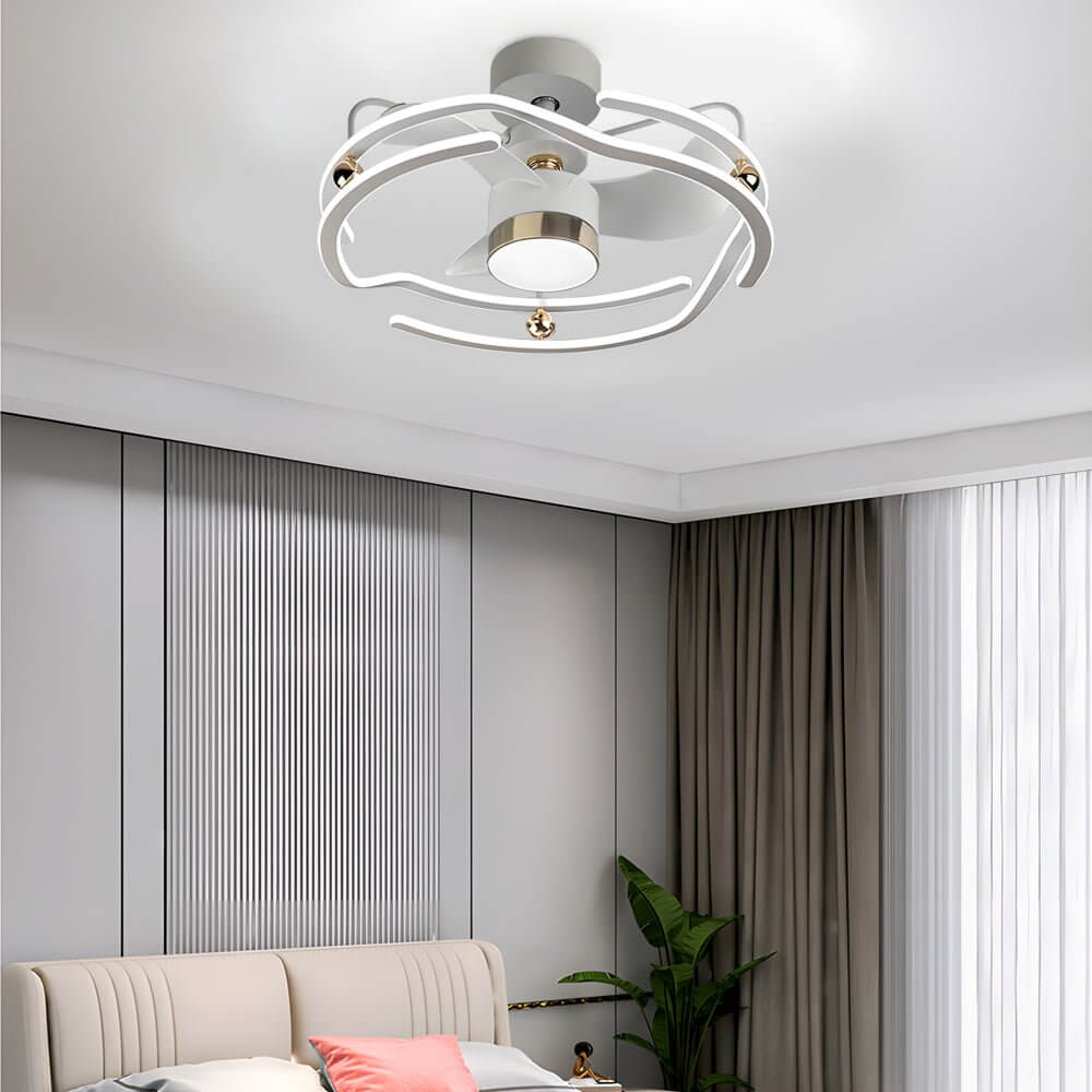 23.6" Modern Low Profile Ceiling Fan with Dimmable LED Light