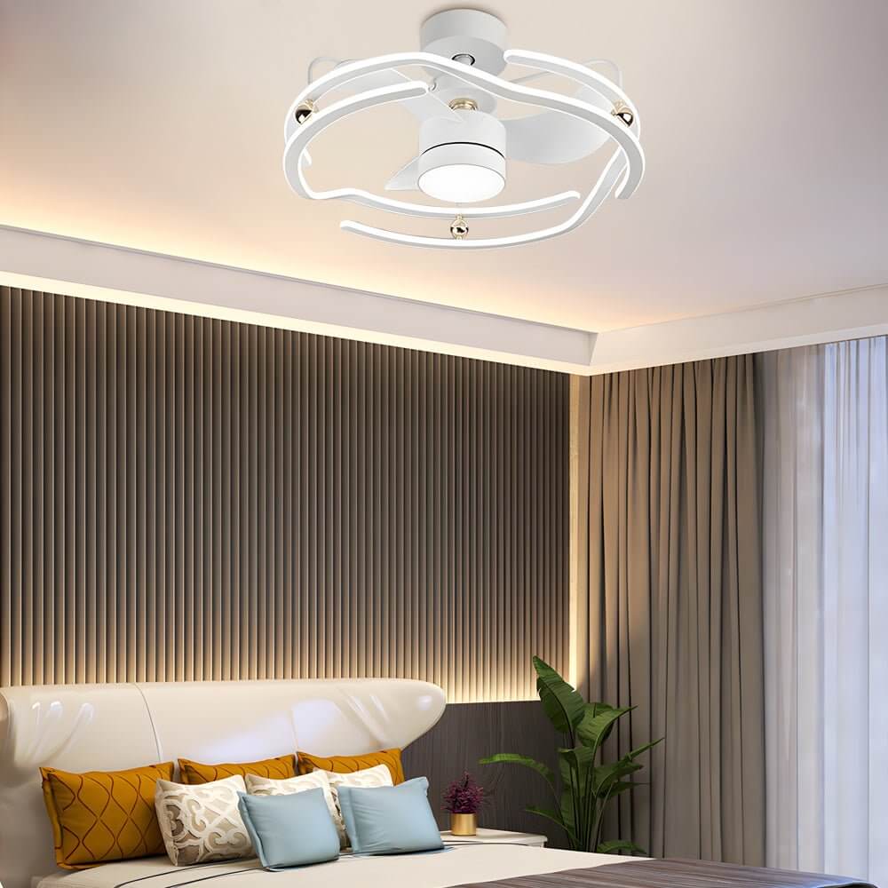 23.6" Modern Low Profile Ceiling Fan with Dimmable LED Light