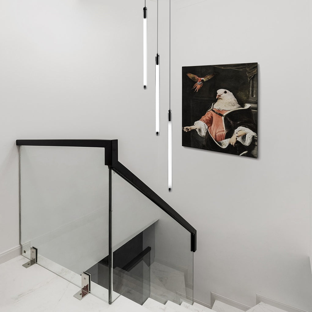 Spiral LED Staircase Chandelier Modern Long Tube Acrylic Light