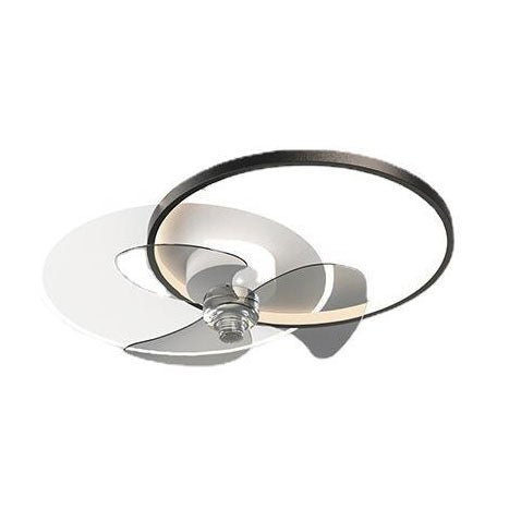 24'' Modern Flush Mount Ceiling Fan with Dimmable LED Light & Remote