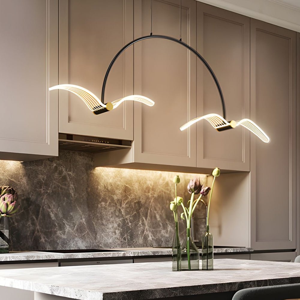 Modern LED Acrylic Seagull Linear Chandelier - 2/4 Light Dining Room