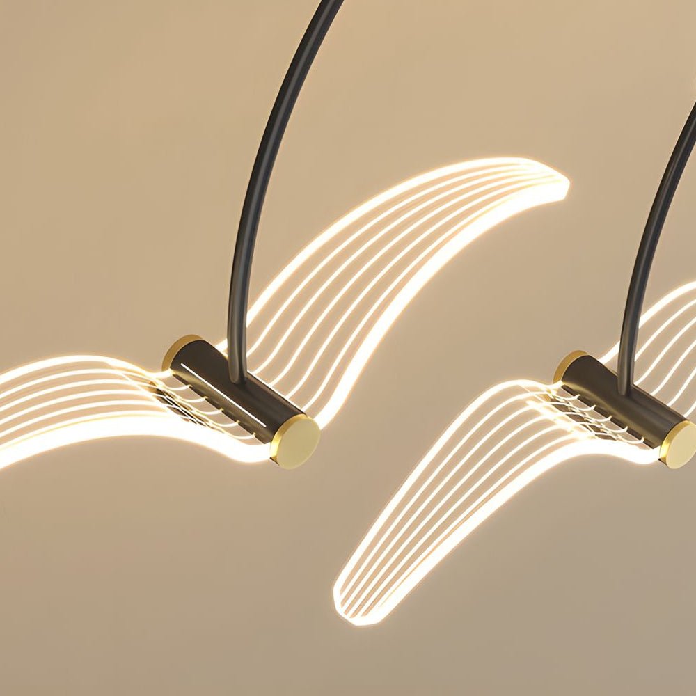 Modern LED Acrylic Seagull Linear Chandelier - 2/4 Light Dining Room