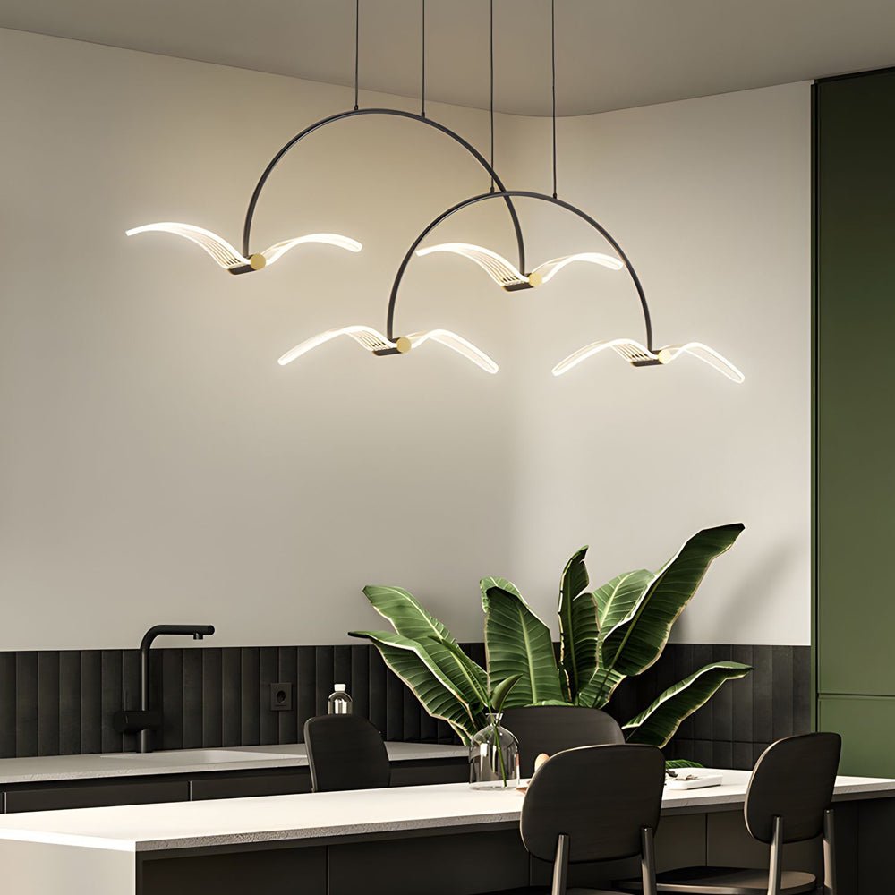 Modern LED Acrylic Seagull Linear Chandelier - 2/4 Light Dining Room