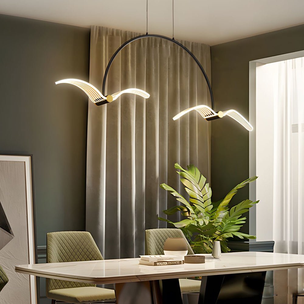 Modern LED Acrylic Seagull Linear Chandelier - 2/4 Light Dining Room