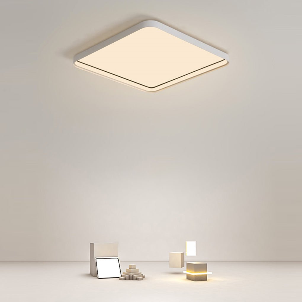 24" Square Modern LED Flush Mount Ceiling Light with Edge Handle