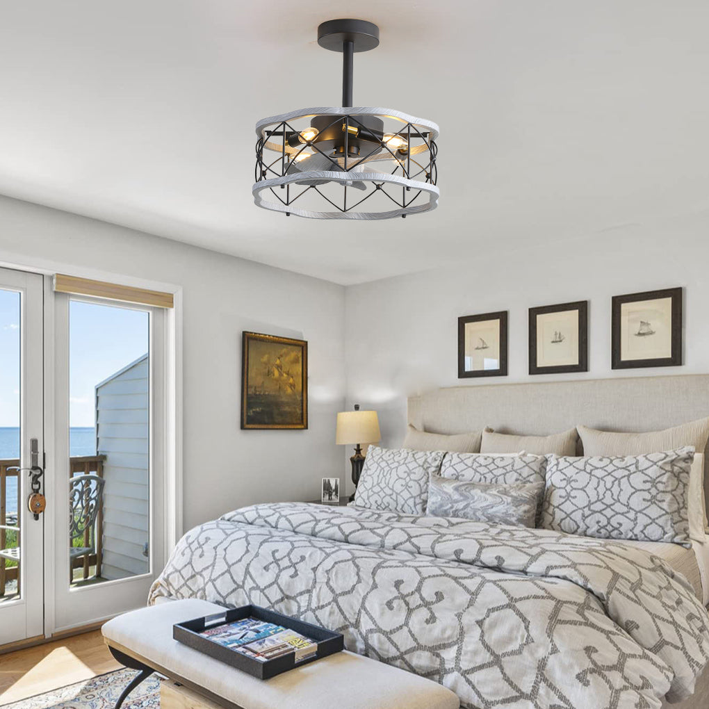 Retro Bladeless Ceiling Fan with Remote & Dimmable LED Light