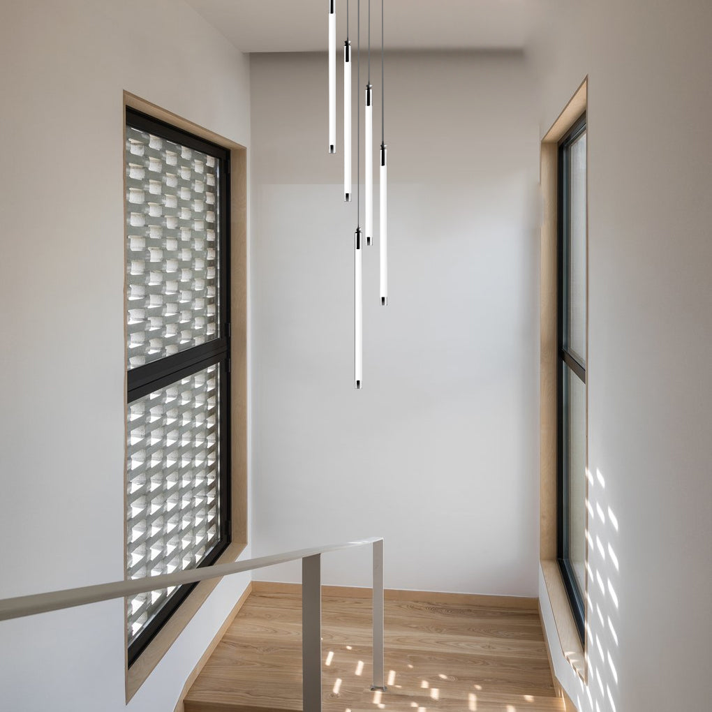 Spiral LED Staircase Chandelier Modern Long Tube Acrylic Light