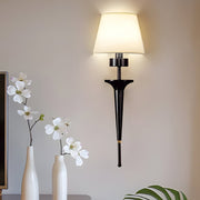 Modern Copper Wall Sconce with Fabric Shade - 1-Light, 26" H