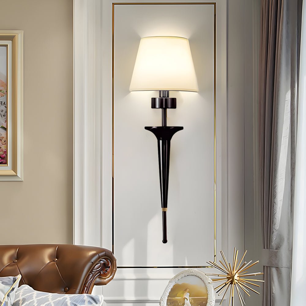 Modern Copper Wall Sconce with Fabric Shade - 1-Light, 26" H