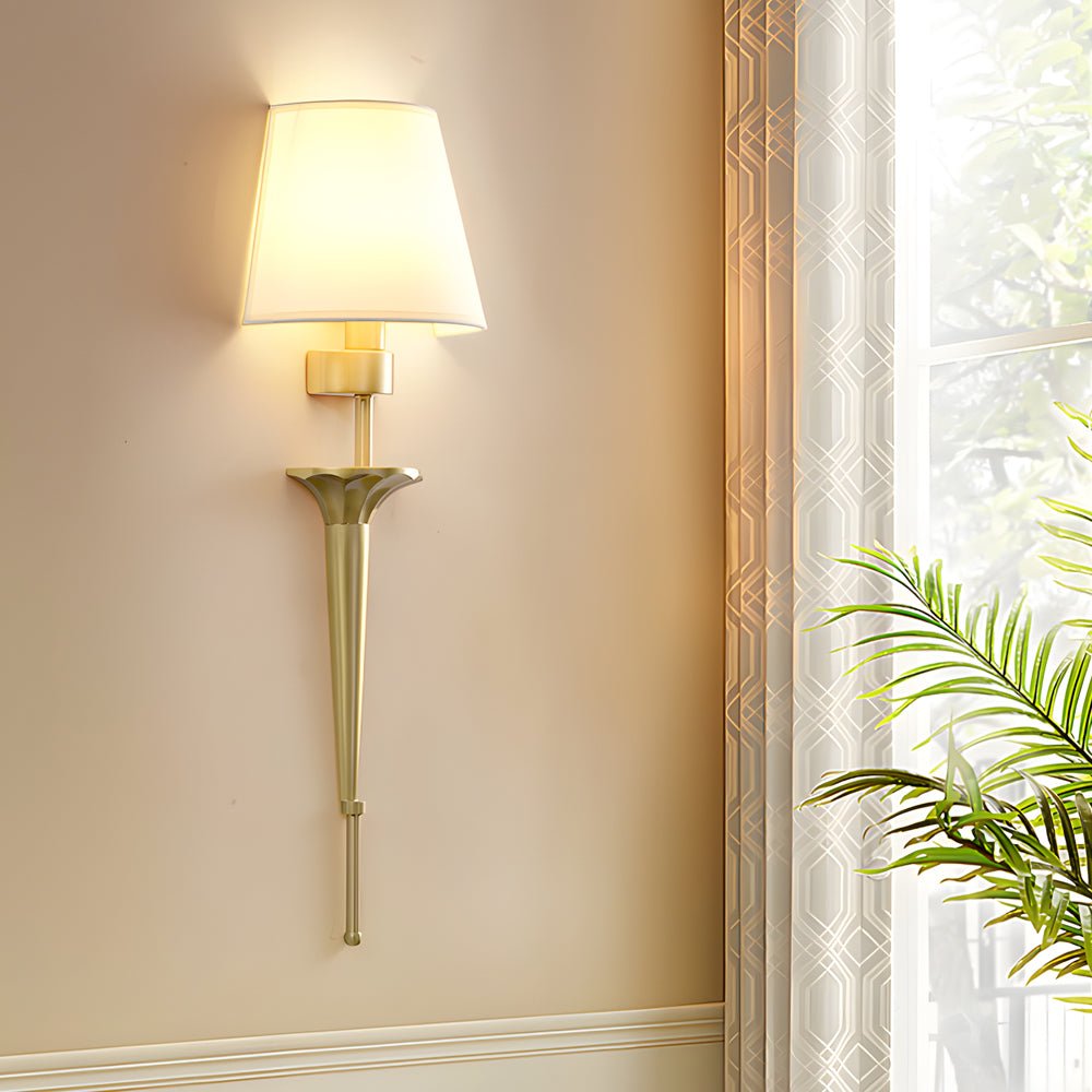 Modern Copper Wall Sconce with Fabric Shade - 1-Light, 26" H