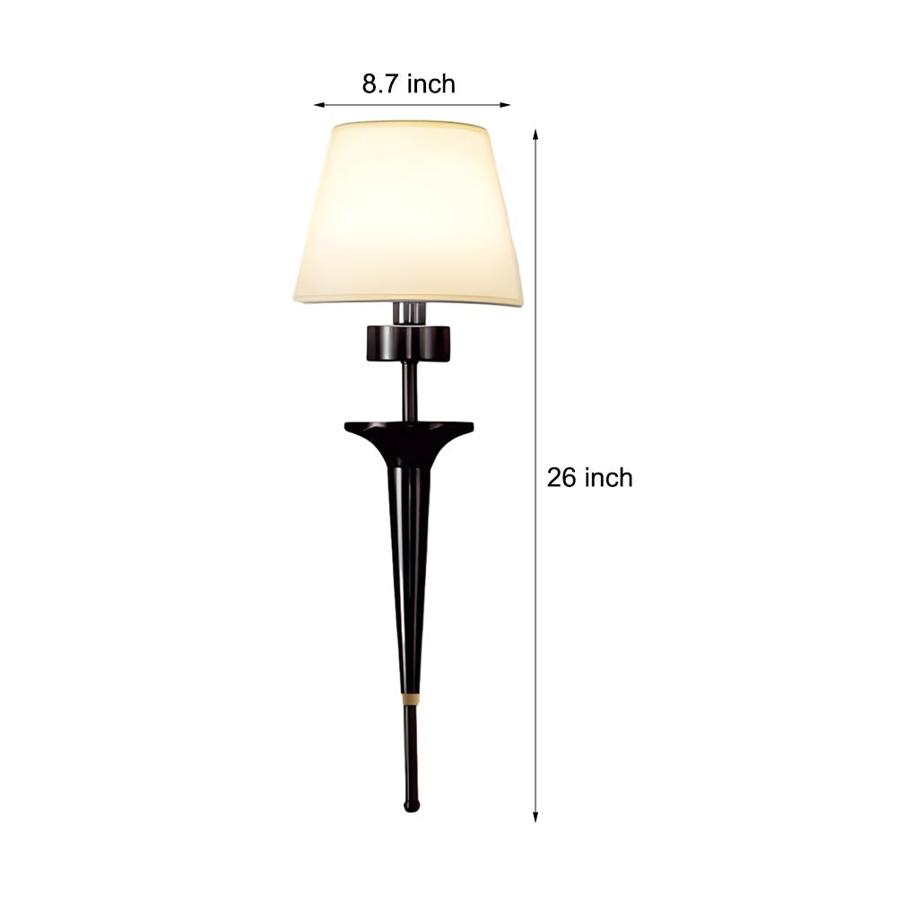Modern Copper Wall Sconce with Fabric Shade - 1-Light, 26" H