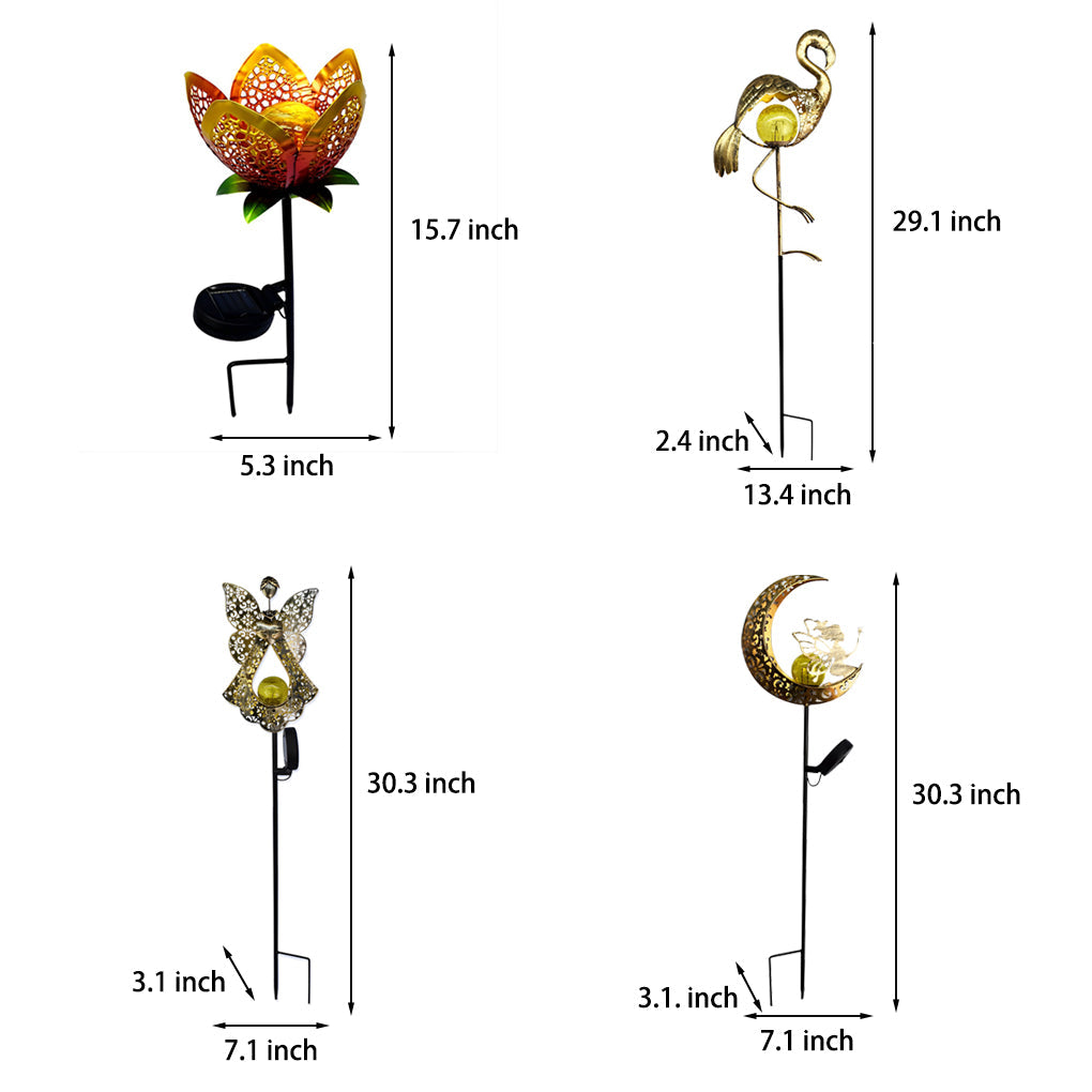 Solar Garden Stake Light with Hollow Iron Frame & Glass Globe