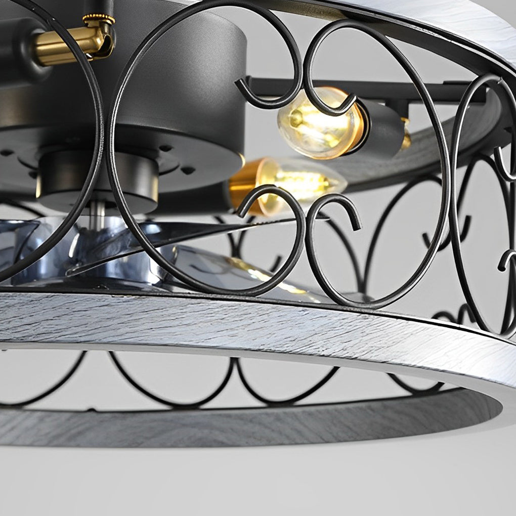 Retro Bladeless Ceiling Fan with Remote & Dimmable LED Light