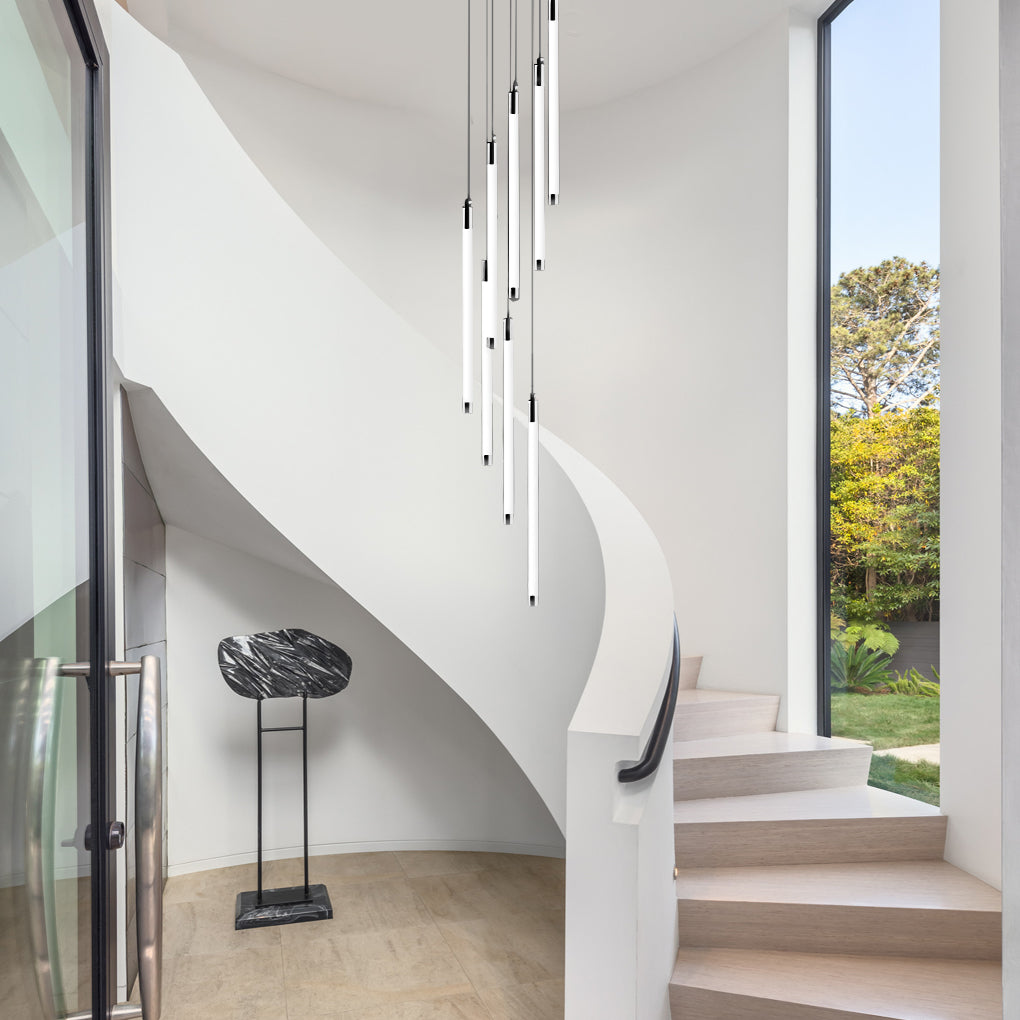 Spiral LED Staircase Chandelier Modern Long Tube Acrylic Light