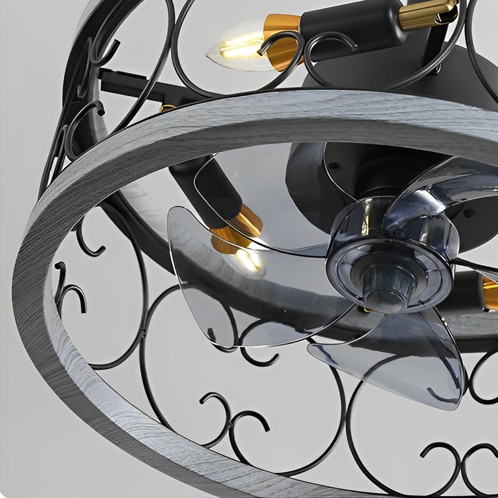 Retro Bladeless Ceiling Fan with Remote & Dimmable LED Light