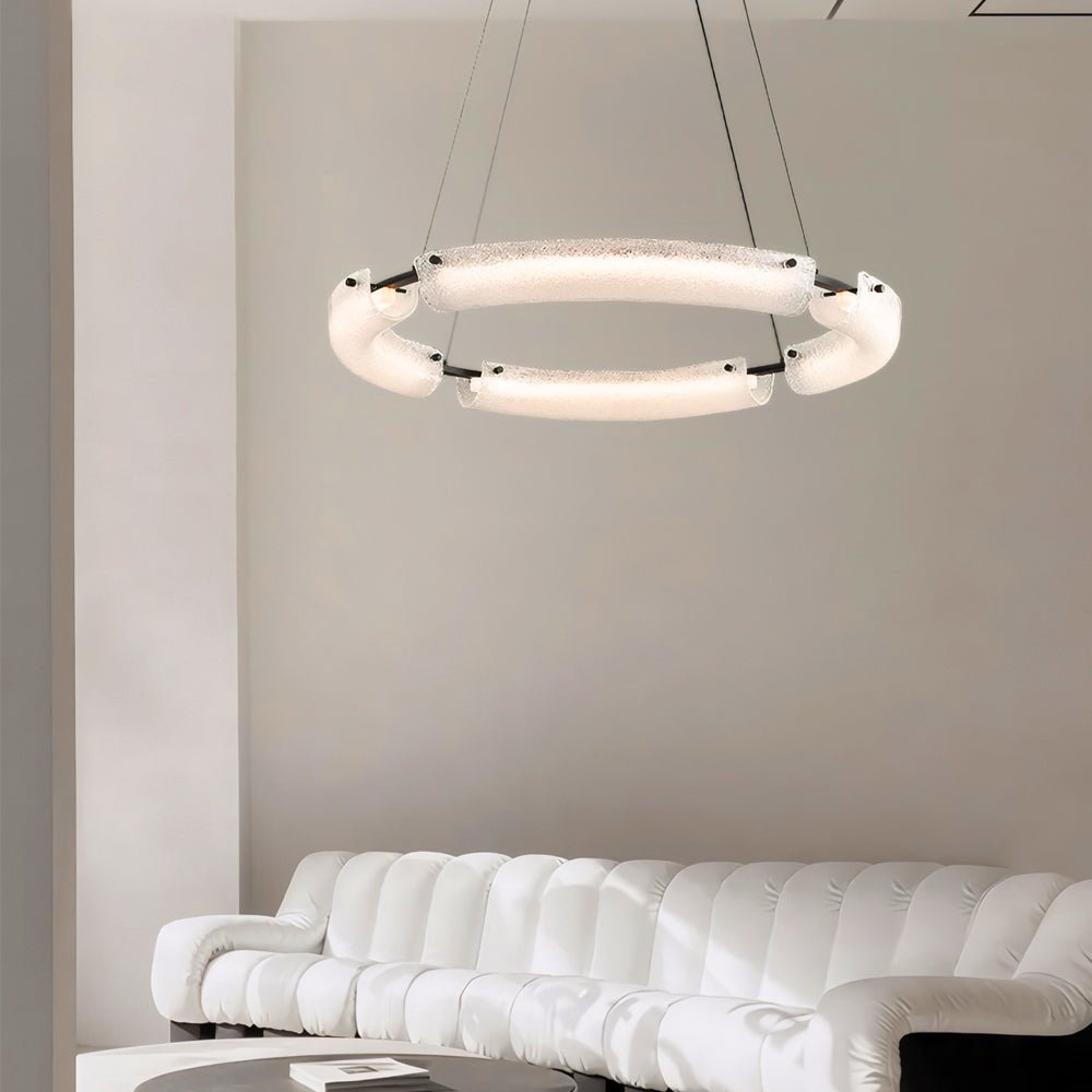 Frosted Glass Ring Chandelier - Minimalist LED Pendant Light