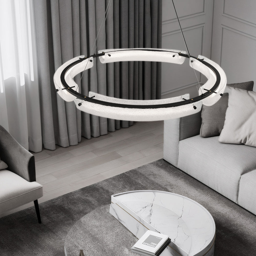 Frosted Glass Ring Chandelier - Minimalist LED Pendant Light