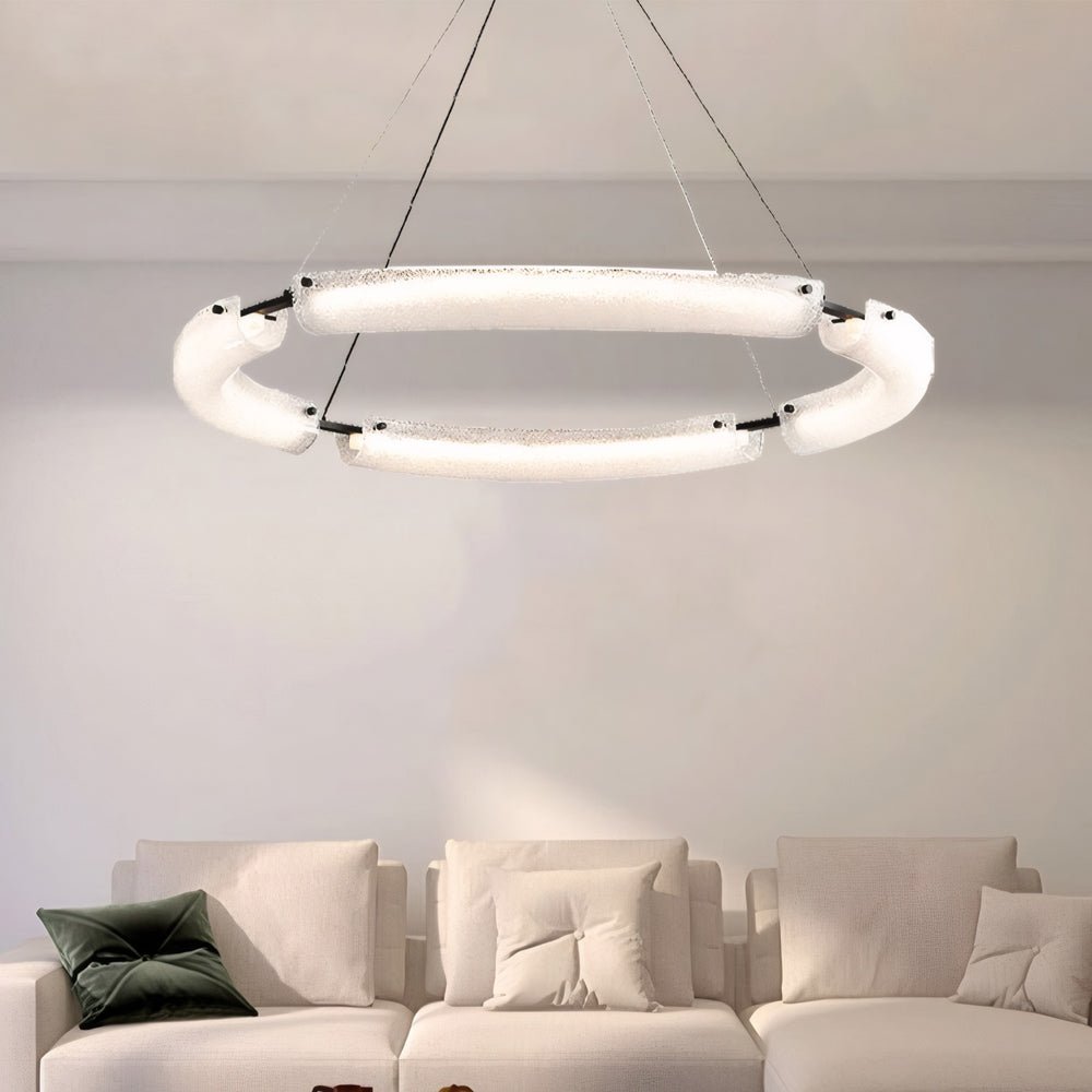 Frosted Glass Ring Chandelier - Minimalist LED Pendant Light