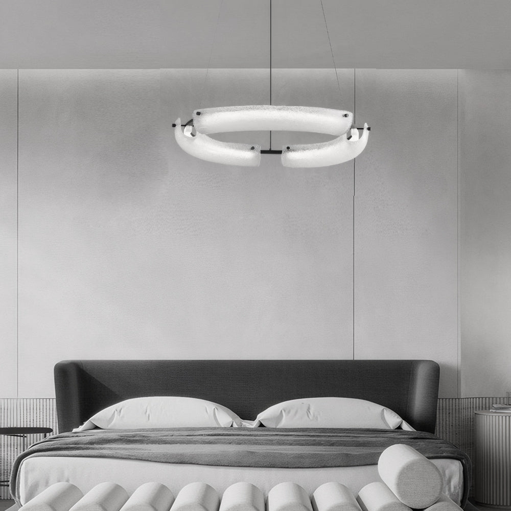 Frosted Glass Ring Chandelier - Minimalist LED Pendant Light