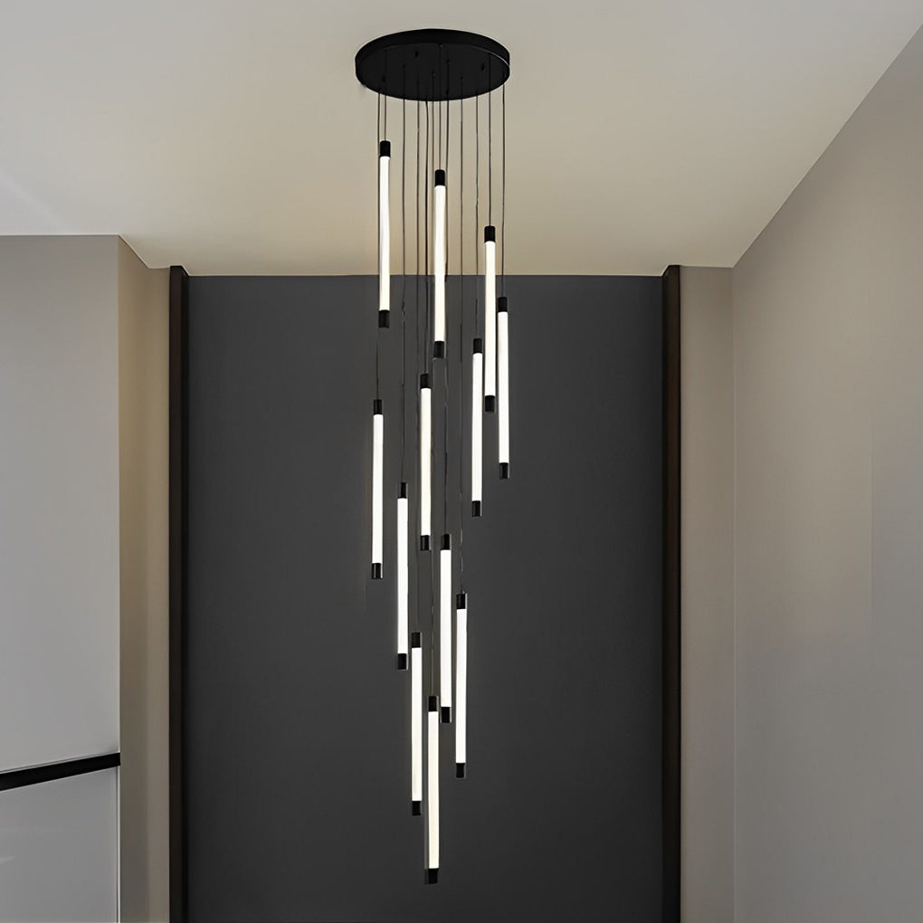Spiral LED Staircase Chandelier Modern Long Tube Acrylic Light