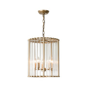 Crystal Cylinder Chandelier - Modern Brass Pendant Light - 3/5 Lights