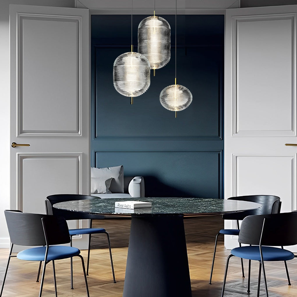 Modern Glass Shade LED Pendant Light – Iron Frame, Nordic Design