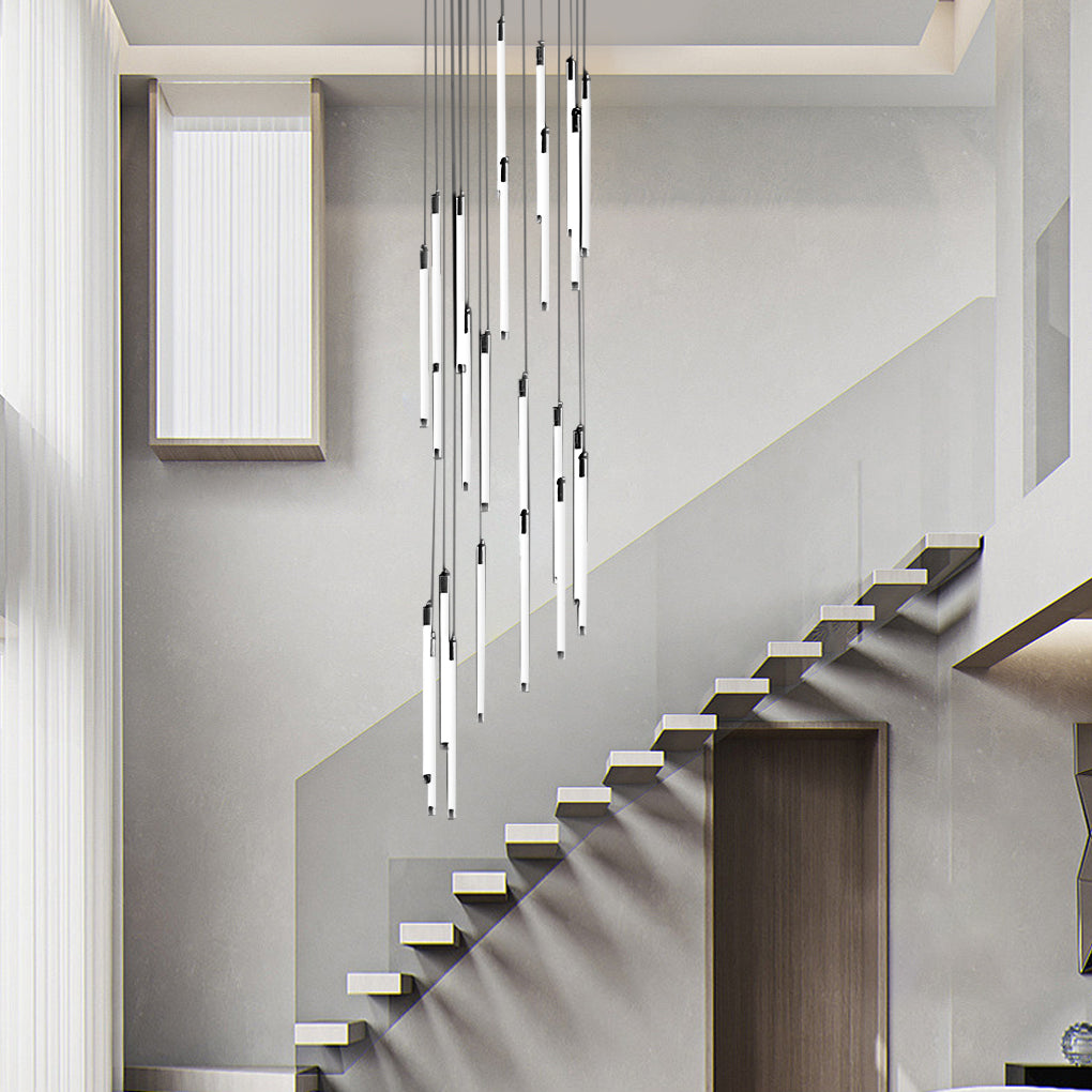 Spiral LED Staircase Chandelier Modern Long Tube Acrylic Light