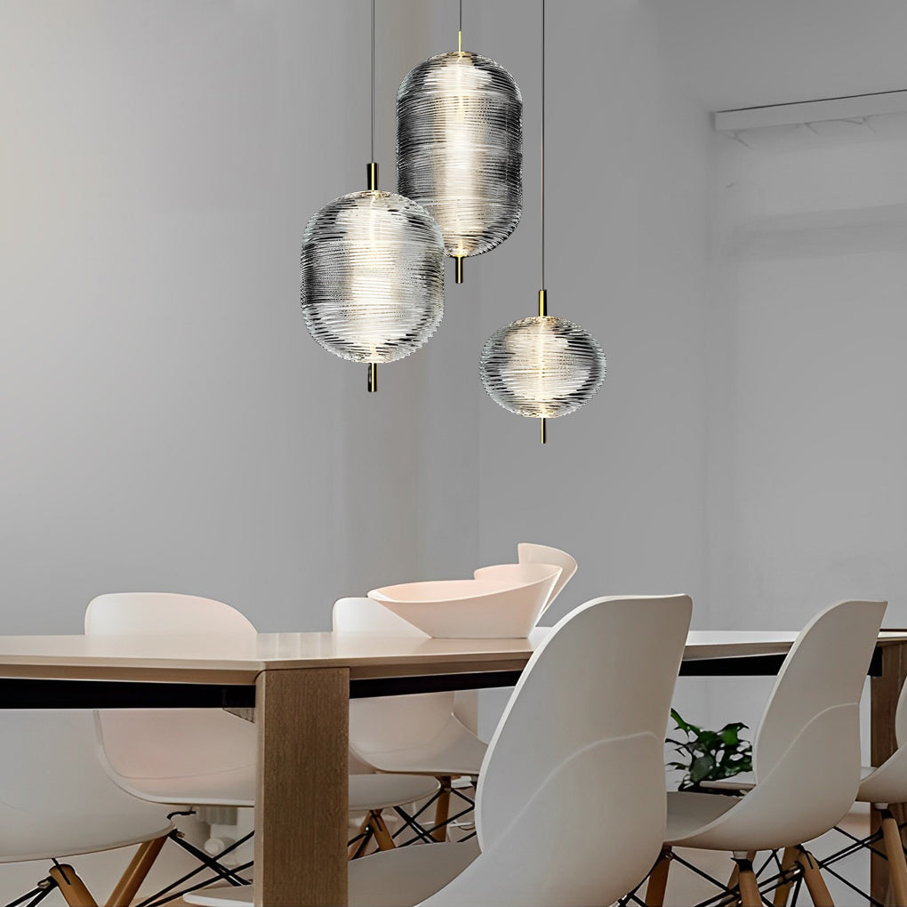 Modern Glass Shade LED Pendant Light – Iron Frame, Nordic Design