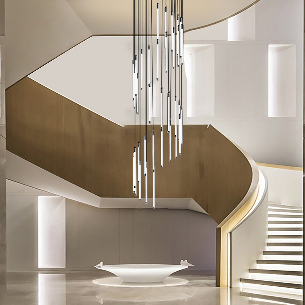 Spiral LED Staircase Chandelier Modern Long Tube Acrylic Light