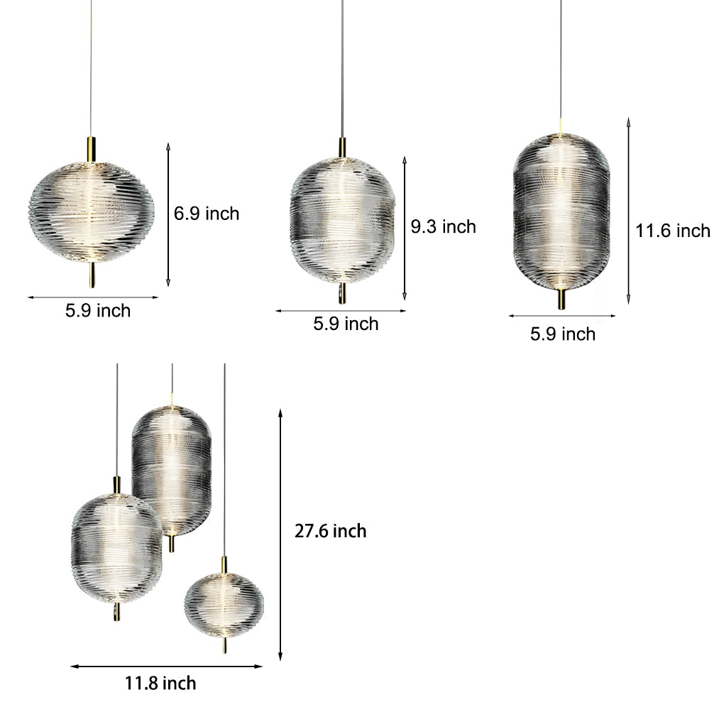 Modern Glass Shade LED Pendant Light – Iron Frame, Nordic Design