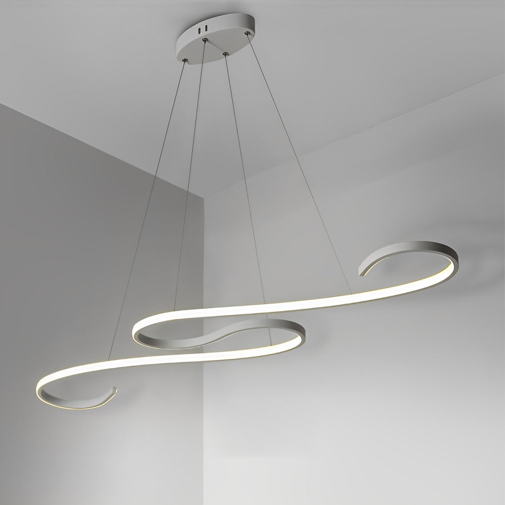 Wavy Lines LED Pendant Light with Stepless Dimming - Modern White