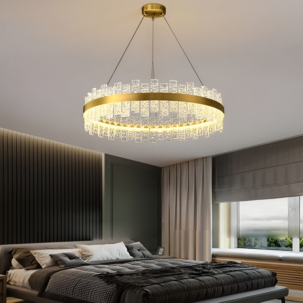 Modern Crystal Glass Chandelier with Dimmable LED Light