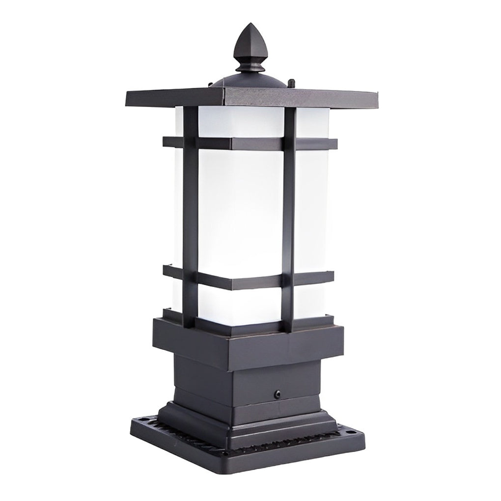 Modern Black Solar Outdoor Post Light with Remote Dimming