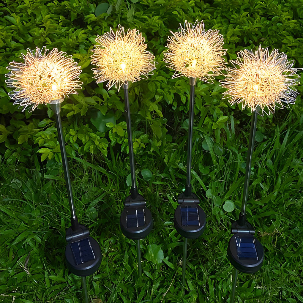 Modern Solar Dandelion Garden Lights | Aluminum LED Lawn Stake Set