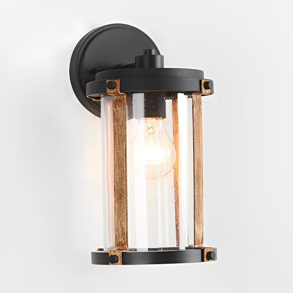 Industrial Glass Outdoor Wall Sconce - Black Aluminum Waterproof