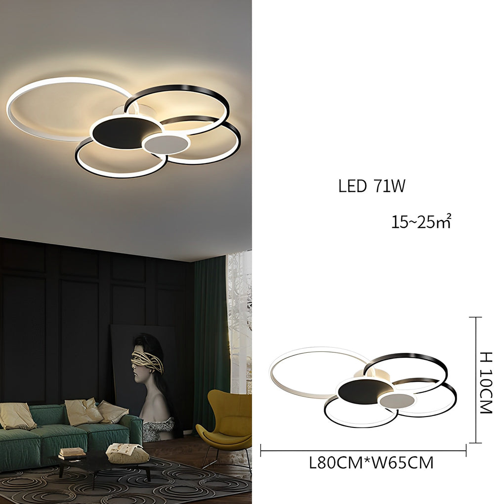 Multi-Circle LED Flush Mount Ceiling Light - Modern Cluster Design