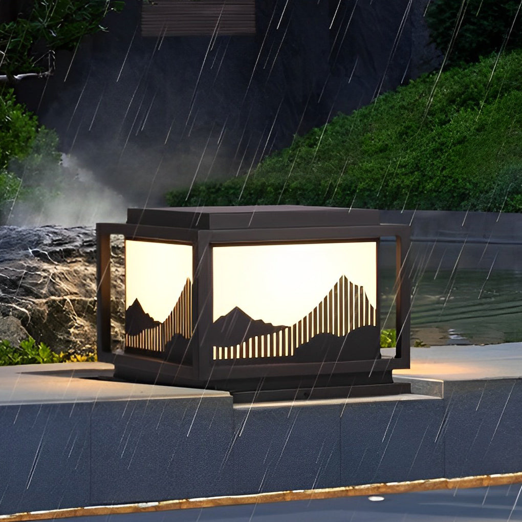 Mountain Scenery Solar Post Cap Light - Waterproof Outdoor Lighting