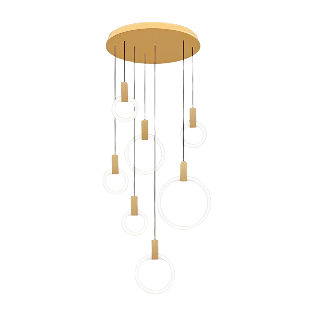 Modern Ring Staircase Chandelier with Stepless Dimming LED