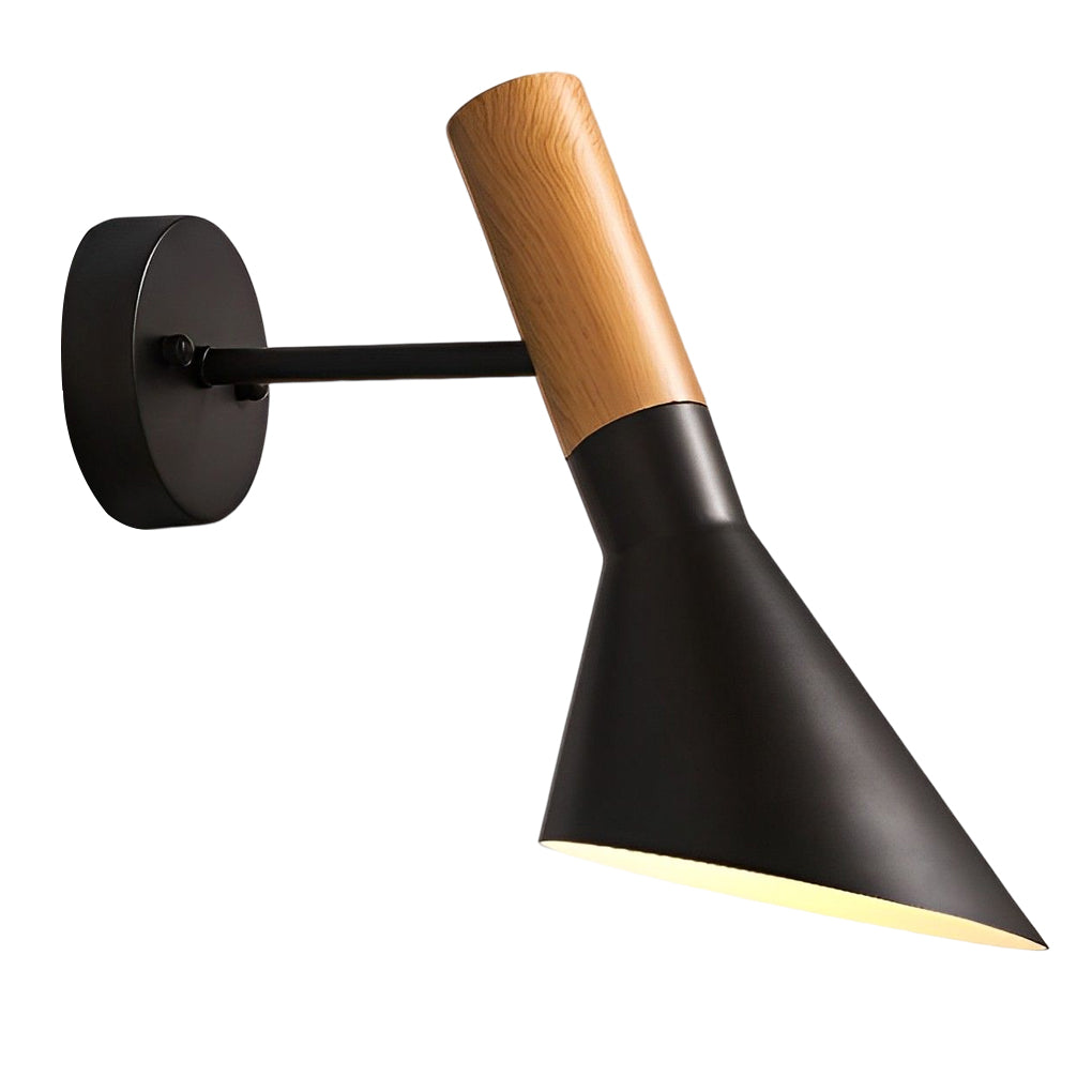 Modern Industrial Wood & Iron Wall Sconce with E27 Socket